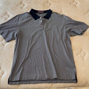Vineyard Vines Navy and White Striped Polo Shirt